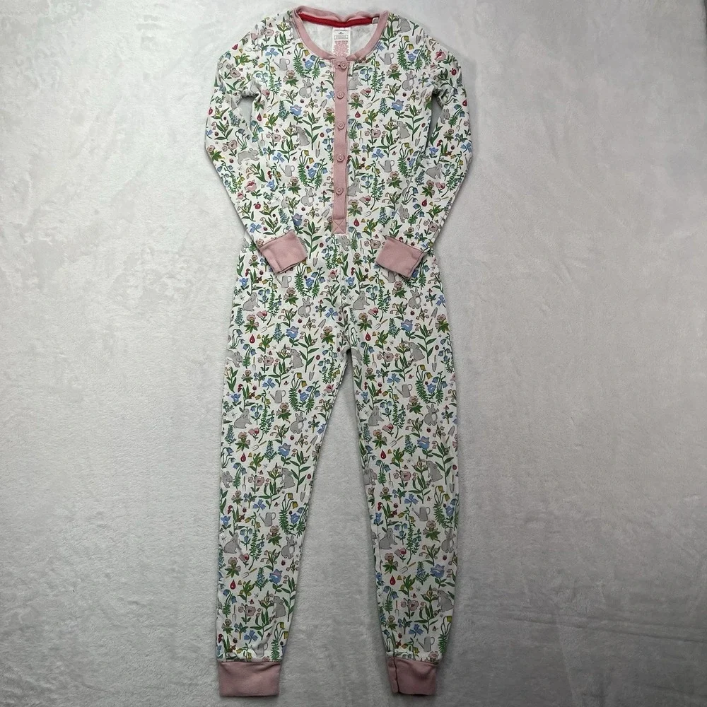 Mini Boden Cotton Sleeper Pajamas Girl 9Y Spring Easter Long Sleeve Button Front